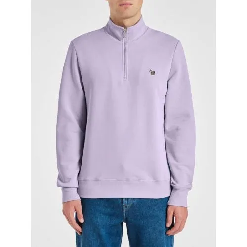 Paul Smith Mens Lilac Regular Fit Half Zip Sweatshirt