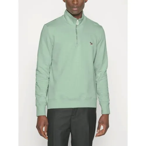 Paul Smith Mens Pastel Green Regular Fit Half Zip Sweatshirt