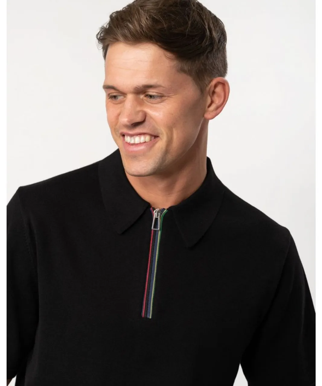 Paul Smith Mens Short Sleeve Zip Polo - Black