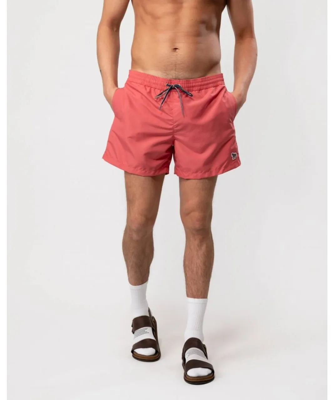 Paul Smith Mens Zebra Logo Swim Shorts - Pink Recycled Polyester