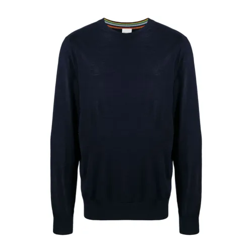 Paul Smith , Midnight Blue Merino Wool Sweater ,Blue male, Sizes: