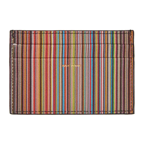Paul Smith , Multicolored Striped Leather Card Holder ,Black male, Sizes: ONE SIZE