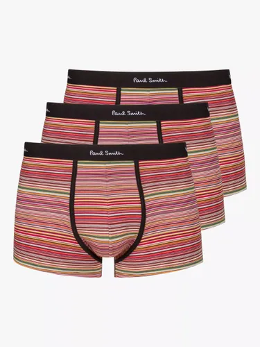 Paul Smith Organic Cotton Stripe Boxers, Pack of 3, Red/Multi - Red/Multi - Male