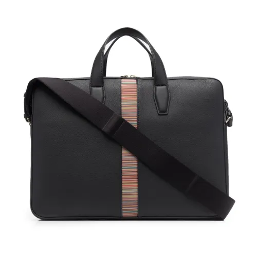 Paul Smith , Signature Stripe Business Folio Bag ,Black male, Sizes: ONE SIZE