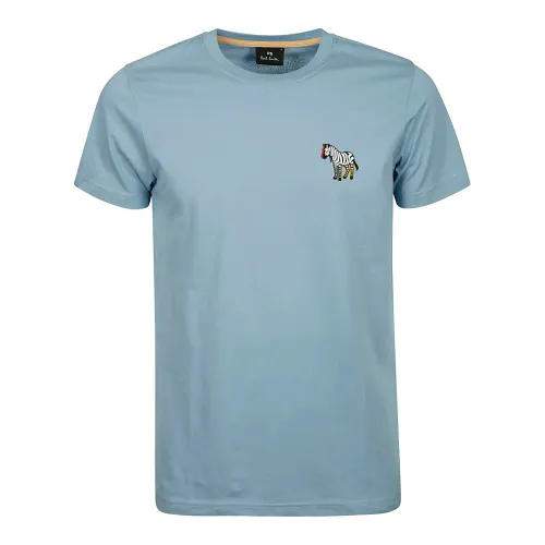 Paul Smith , Slim Fit Zebra T-Shirt ,Blue male, Sizes:
