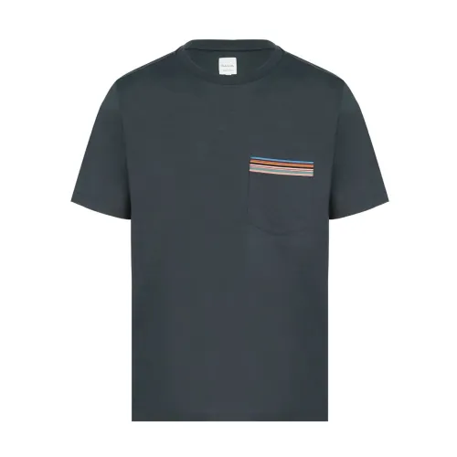 Paul Smith , Stripe Pocket Cotton T-Shirt in Green ,Green male, Sizes: