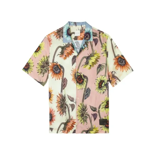 Paul Smith , Sunflower Print Linen-Cotton Shirt ,Beige male, Sizes: