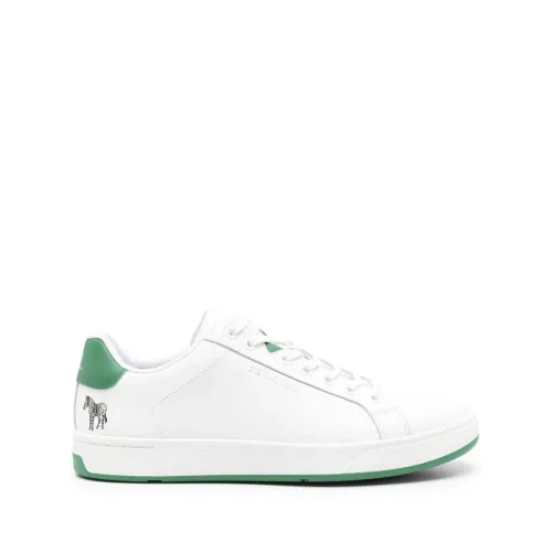 Paul Smith , White Sneakers with Lime Green Accents ,White male, Sizes: