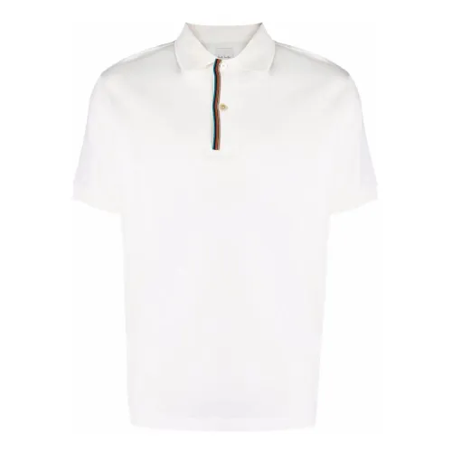 Paul Smith , White Striped Cotton Polo Shirt ,White male, Sizes: