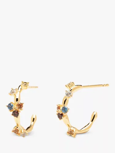 PDPAOLA Cubic Zirconia Hoop Earrings, Gold/Multi - Gold/Multi - Female