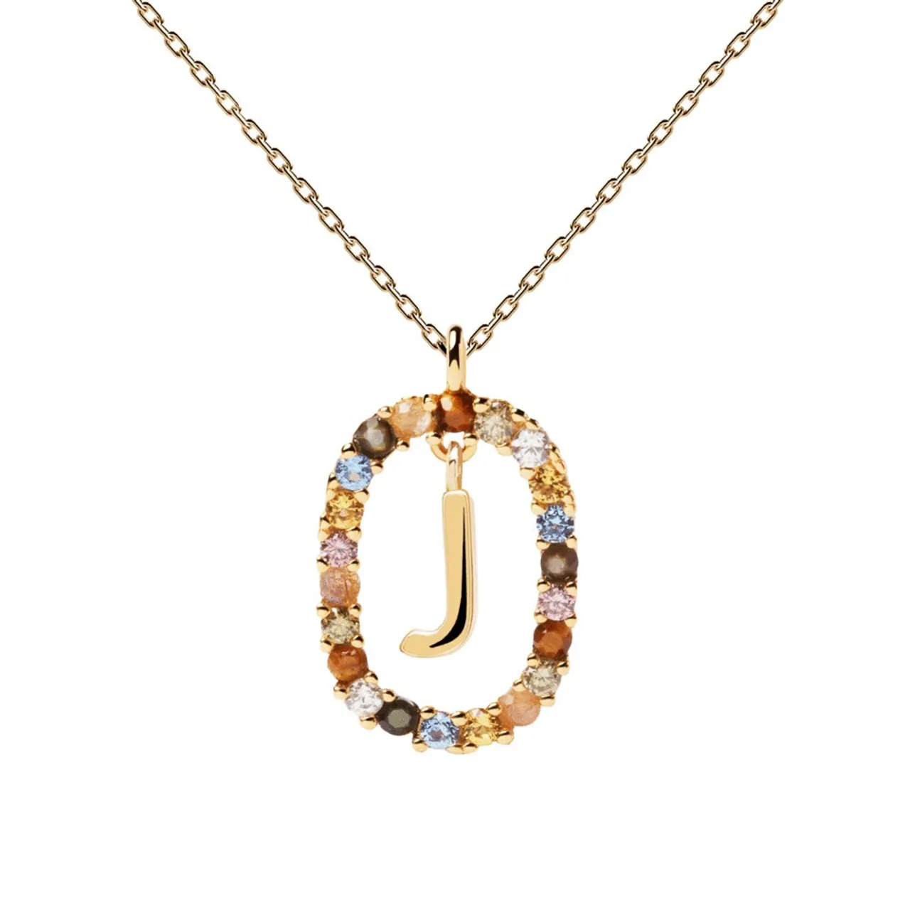PDPAOLA Gold Plated Floating Letter J Necklace