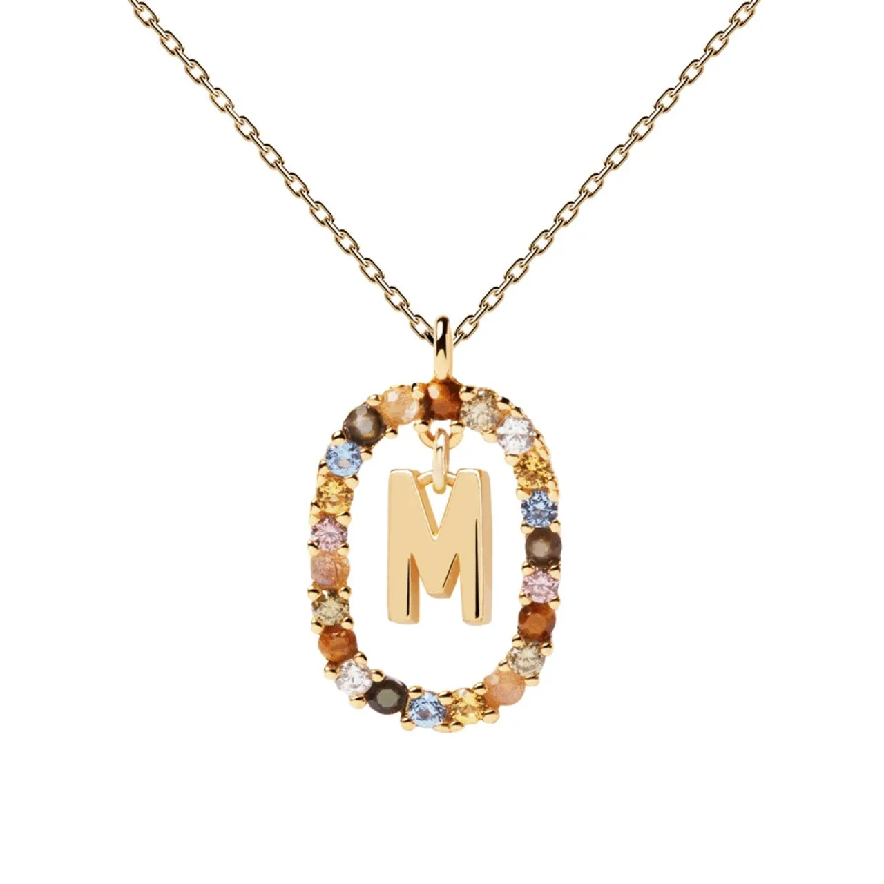 PDPAOLA Gold Plated Floating Letter M Necklace