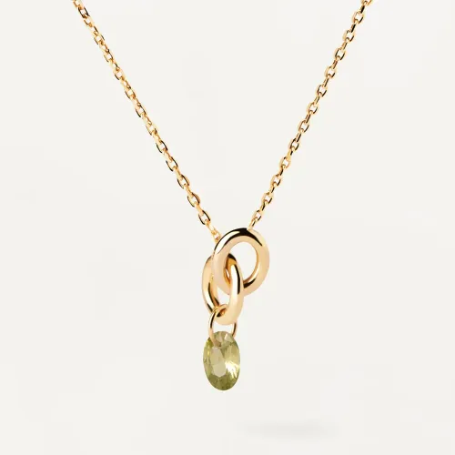 PDPAOLA Gold Plated Green Lily Necklace