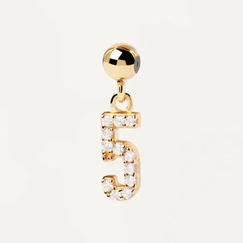 PDPAOLA Gold Plated Number 5 Charm