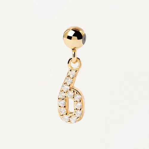 PDPAOLA Gold Plated Number 6 Charm