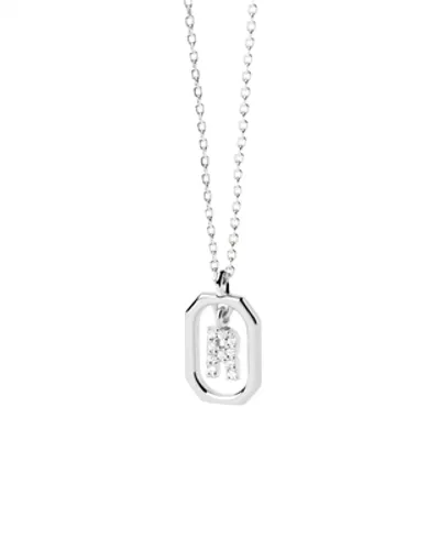 PDPAOLA Silver Mini Letter Necklace - Letter R