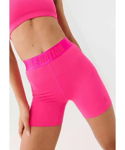 P.E Nation PE Womens Intuitive Bike Short in Pink Recycled polyester