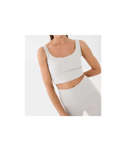 P.E Nation PE Womens The Leadoff Recycled Sports Bra in Grey Organic cotton