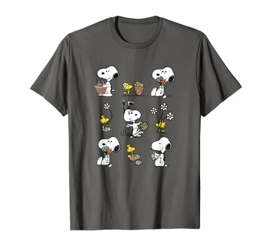 Peanuts - Snoopy Woodstock Easter Spring Pattern T-Shirt