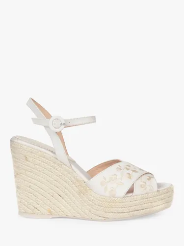 Penelope Chilvers Santorini Embroidered Wedge Sandals, Ivory - 018 Ivory - Female