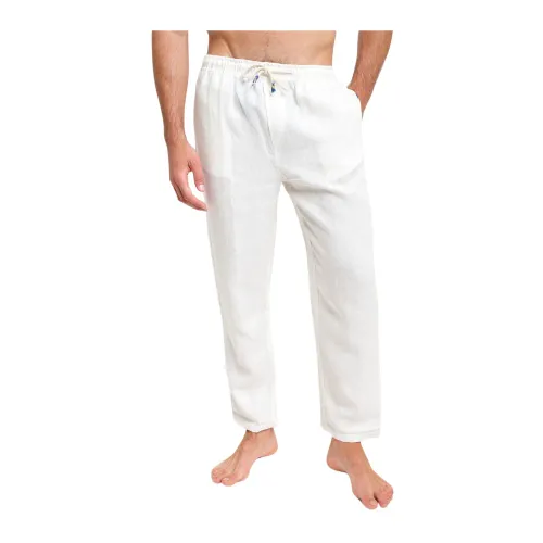 Peninsula , Classic and Refined Linen Trousers ,White male, Sizes: