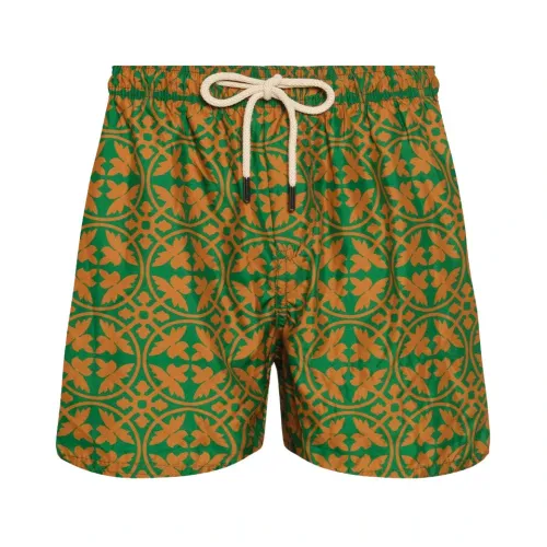 Peninsula , Mediterranean Style Swim Shorts ,Green male, Sizes: