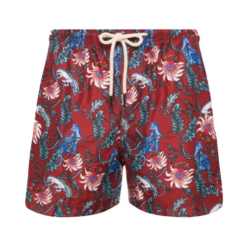 Peninsula , Mediterranean Style Swim Shorts ,Red male, Sizes: