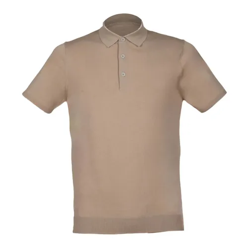 People of Shibuya , Beige Cotton Polo Shirt with 3 Buttons ,Beige male, Sizes: