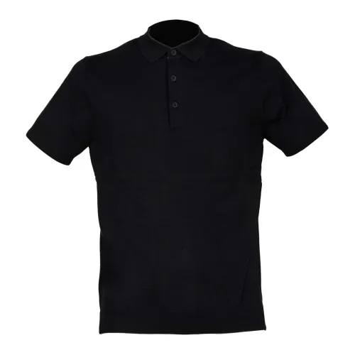 People of Shibuya , Black Cotton Polo Shirt with 3 Buttons ,Black male, Sizes: