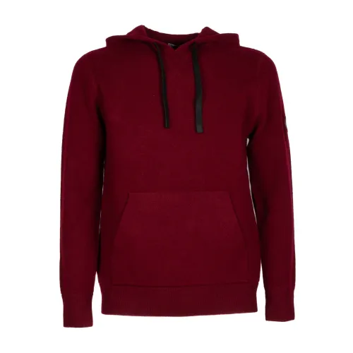 People of Shibuya , Bordeaux Wool Hoodie with Large Pocket ,Red male, Sizes: