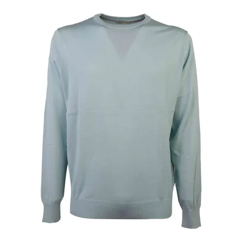 People of Shibuya , Light Blue Silk/Cotton Long Sleeve Sweater ,Blue male, Sizes: