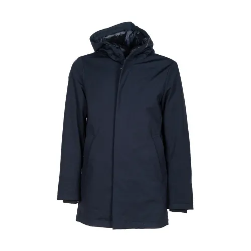 People of Shibuya , Navy Blue Softy Jacket with Adjustable Hood ,Blue male, Sizes: