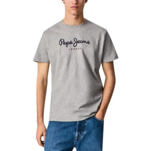 Pepe Jeans Eggo Men's T-Shirt Regular Fit Short Sleeve Grey