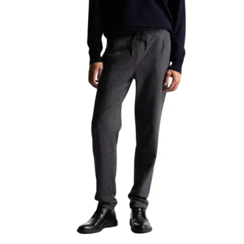 Pepe Jeans , Grey Herringbone Elastic Waist Pants ,Gray male, Sizes: