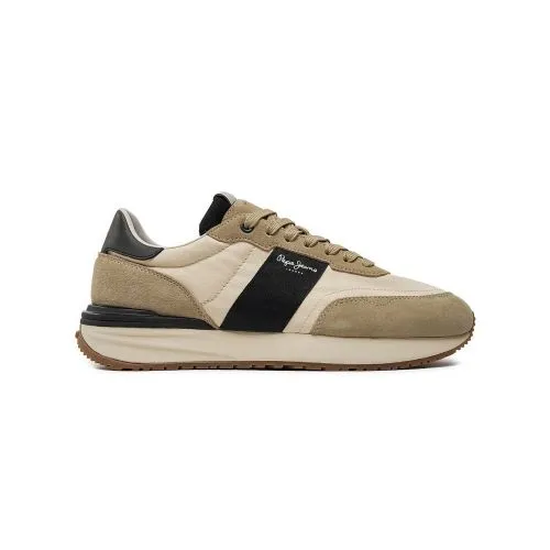 Pepe Jeans Mens Beige Buster Tape Trainer