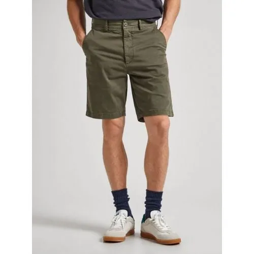 Pepe Jeans Mens Military Green Regular Chino Short
