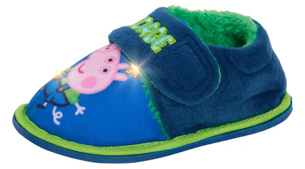 Peppa Pig Boys George Pig Light Up Slippers Blue 9 UK Child