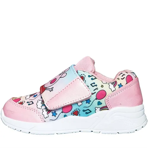 Peppa Pig Infant Girls Ombre Doodle Rainbow Strap Trainers Pink