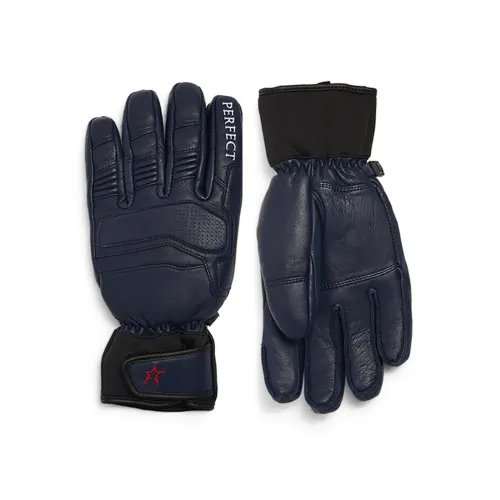 Perfect Moment , Navy Ski Gloves with Embroidered Details ,Blue female, Sizes: XS, S