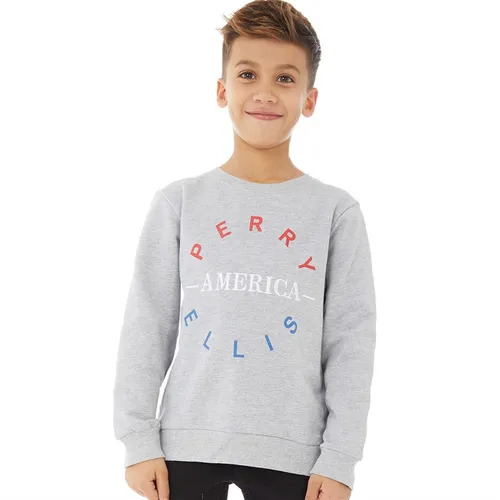 Perry Ellis Boys America Circle Logo Sweatshirt Grey