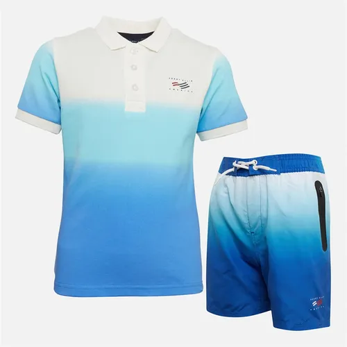 Perry Ellis Boys Polo Shirt And Shorts Set Dip Dye/Multi Blue