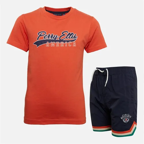 Perry Ellis Boys T-Shirt And Shorts Set Kol/Navy