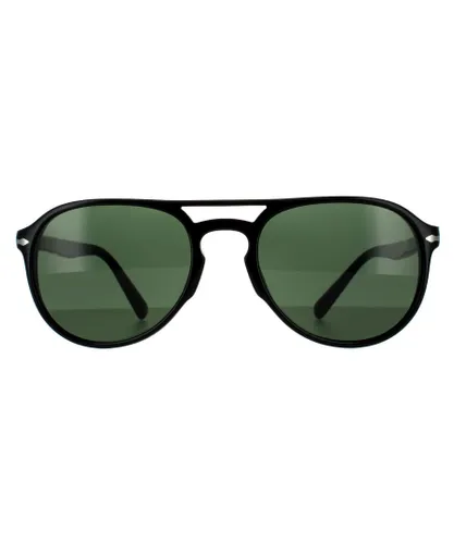 Persol Aviator Unisex Black Green Sunglasses - One