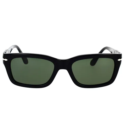 Persol , Bold Rectangular Sunglasses in Black/Green ,Black unisex, Sizes: