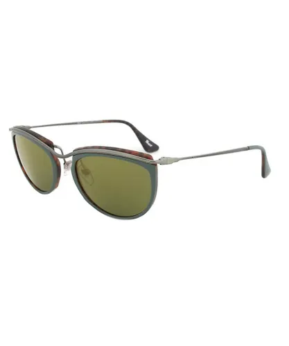 Persol Mens oval-shaped metal sunglasses PO3082S - Dark Green - One