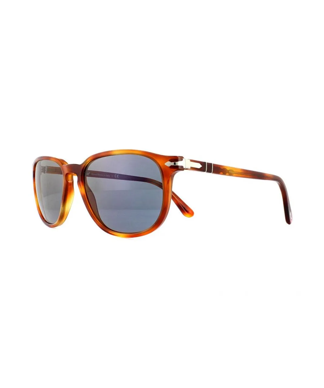 Persol Rectangle Mens Terra Di Siena Light Blue Sunglasses - Brown - One