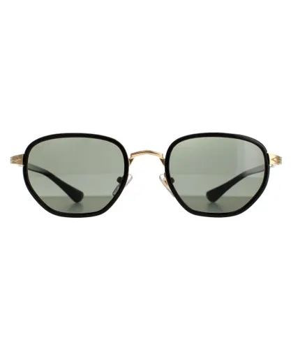 Persol Round Mens Gold and Black Green Polarized PO2471S Sunglasses Metal - One