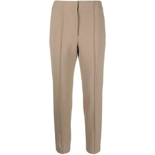 Peserico , Beige Pintuck Cropped Trousers ,Beige female, Sizes: