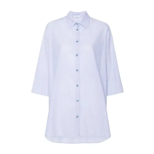 Peserico , Blue-White Striped Cotton Shirt ,Blue female, Sizes: