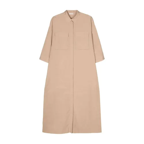 Peserico , Caramel Bead-Embellished Shirt Dress ,Beige female, Sizes: